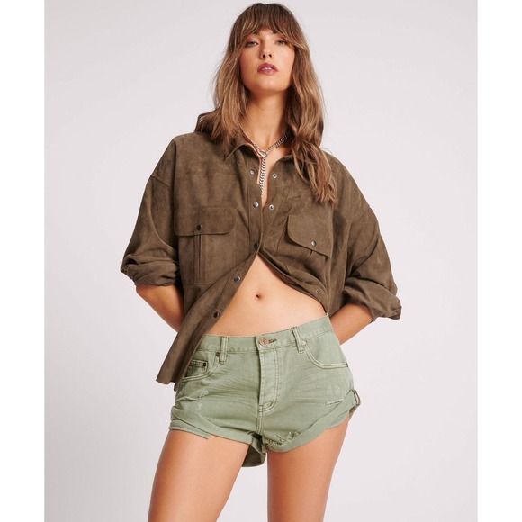 NWT One Teaspoon‎ Bandits Low Waist Shorts Super Khaki Size 34 NWR MRSP$110 - Picture 1 of 16